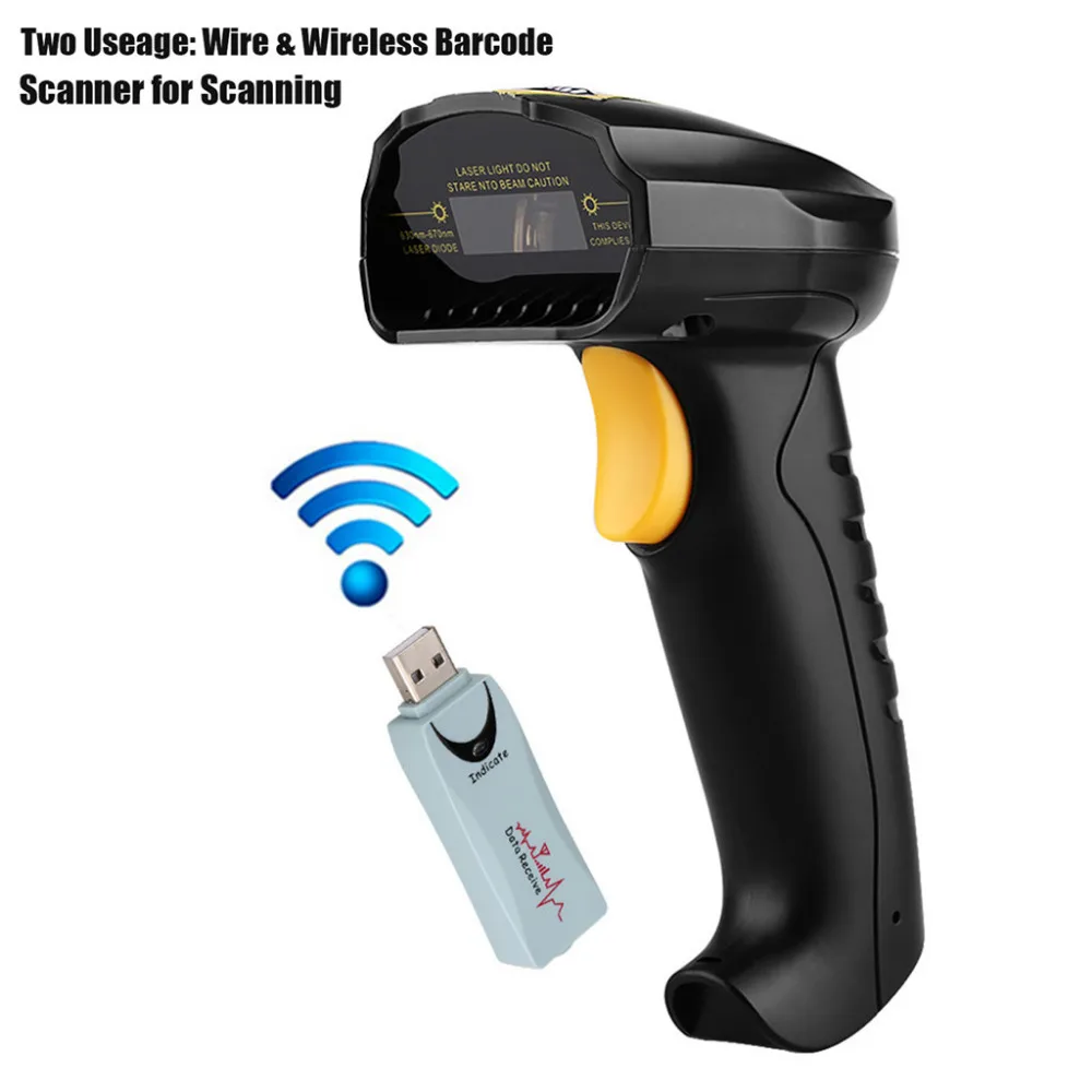 

Excelvan BP-8150GL 2.4GHZ Wireless Handheld Laser Barcode Scanner USB Receiver Support WinXP/7/8/8.1/10/Vista/Android/IOS Black