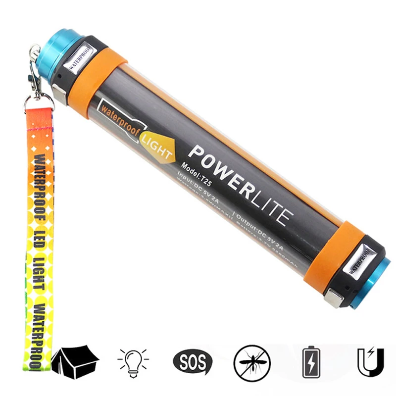 

6 Modes Multirole Outdoor Camping Light IP68 Flashlight with Magnet SOS Light Emergency Powerbank Anti-Mosquito Portable Lantern