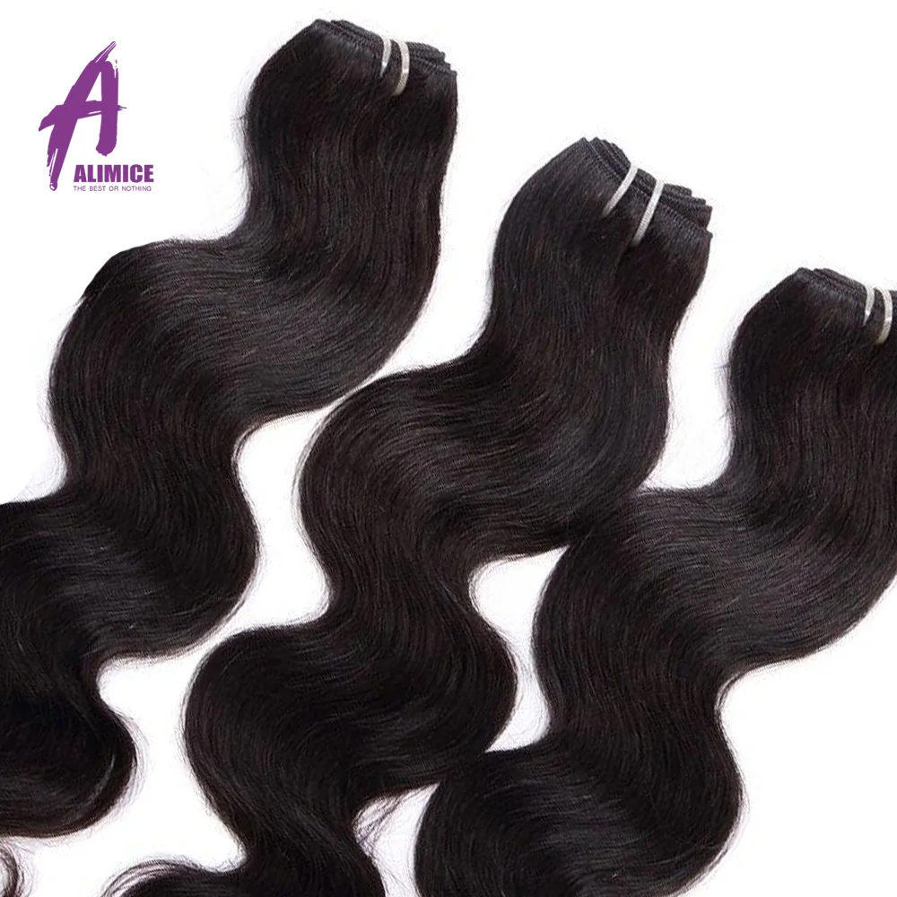 Alimice Brazilian Hair Body Wave 4Bundles With Closure Human Hair Bundles With Closure Human Hair Extensions 50gBundle 5PcsLot (4)