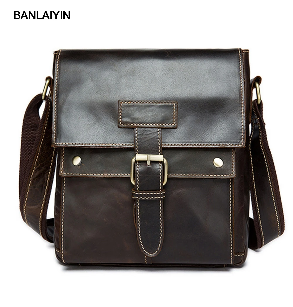 

Nice Men Vintage Genuine Leather High Quality Business Briefcase Messenger Single Shoulder Bag Cigarette Case Phone Bags