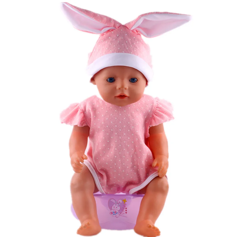 Аксессуары для кукол шапка с заячьими ушками + комбинезон размер 43 см лучший