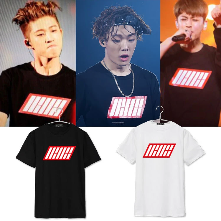 K POP ikon concert 2017 новая футболка с короткими рукавами и принтом альбома хлопковая