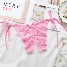 2019 Verão New Hot Sale Moda Tangas Tangas Crotchless Roupa Interior das Mulheres Sexy Lady Intimates Seamless Lace Bowknot G-string