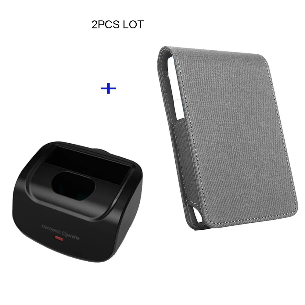 JINXINGCHENG зарядное устройство для Iqos мульти зарядка и чехол для Iqos мульти 3,0 держатель коробка кожаный чехол флип кошелек сумка - Цвет: Серый