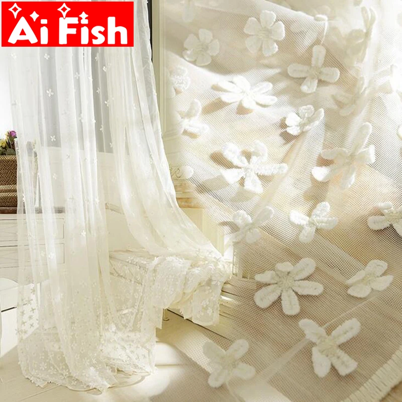 Высокое качество Relife скульптура объемные цветы занавески с тиснением экран для гостиной белая вышивка прозрачные панели DF072#3