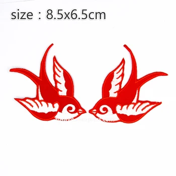 

Embroidery Patches Red Swallow Iron on 8.5x6.5cm DIY Appliques Accessory