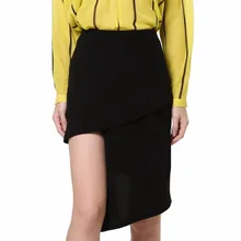 Sexy Summer Irregular Hem Slit Bandage Slim Women Skirts Female Lady Femme Femininas knee Length Black