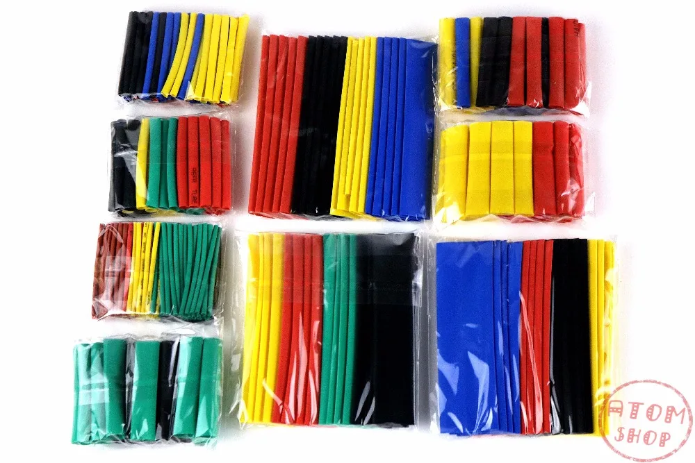 

sale 328pcs 2:1 Polyolefin Shrinking Assorted Heat Shrink Tube Wrap Wire Cable Insulated Sleeving Tubing Set 8 size 5 colors