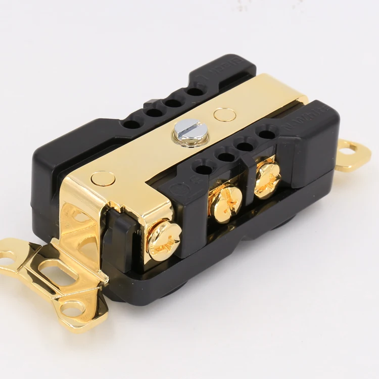 Hi-End Copper Gold plated AC 20A Power Receptacle Wall Outlet Power Distributor