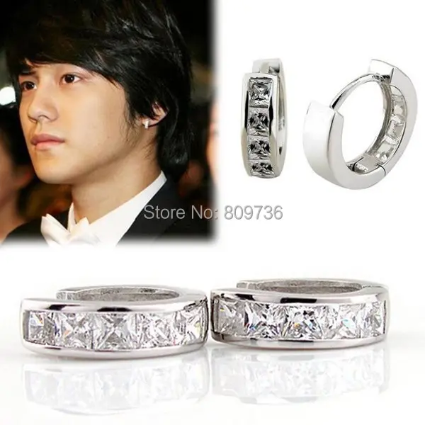 White Gold Filled Princess Crystal Attractive Huggie Earring Je06247 1 Jpg