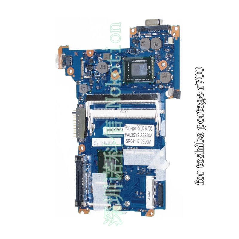 

NOKOTION FAL3SY2 A2980A For toshiba Portege R700 R705 laptop motherboard QM67 DDR3 SR041 I7-2620M CPU onboard Mainboard