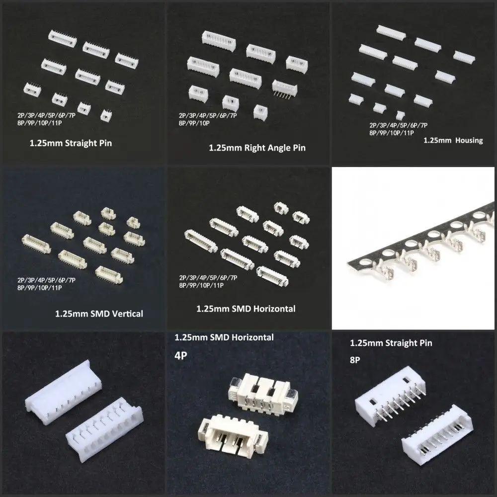 

1.25mm Plug SMD/Housing/Straight/Right Angle Pin Crimp Terminal Connector 2P-11P