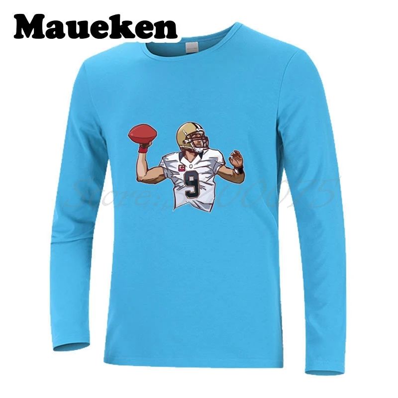 Men Autumn Winter #9 Drew Christopher Brees T-Shirt Long Sleeve Tees T SHIRT New Orleans MVP W1029051