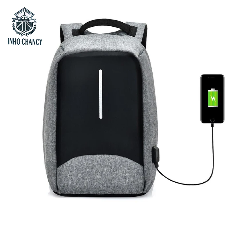 

INHO CHANCY Brand Multifunctional USB Charging Travel Back Pack Men 15 Inch Laptop Bag Waterproof Guard Against Theft Backpack