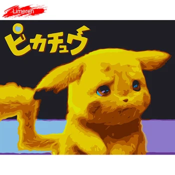 

Oil Painting By Numbers DIY pikachu Movies Picture Drawing On Canvas Oil Coloring By Hand For Children Room Home Decor