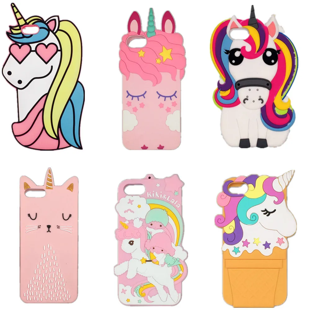 

Cute Cartoon 3D Rainbow Unicorn Horse Silicone Soft Phone Cases For Apple iPhone X 4 4S 5 5S 5C SE 6 6S Plus 7 8 Plus Back Cover