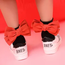 Детские носки; Милые Носки ярких цветов для маленьких девочек; короткие носки с большим бантом и оборками; детские носки принцессы ярких цветов