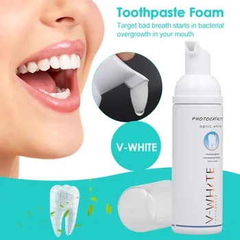 

V-WHITE Teeth Whitening Toothpaste Foam 60ml Deep Cleaning Toothpaste Liquid Natural Mouth Wash Water отбеливание зубов