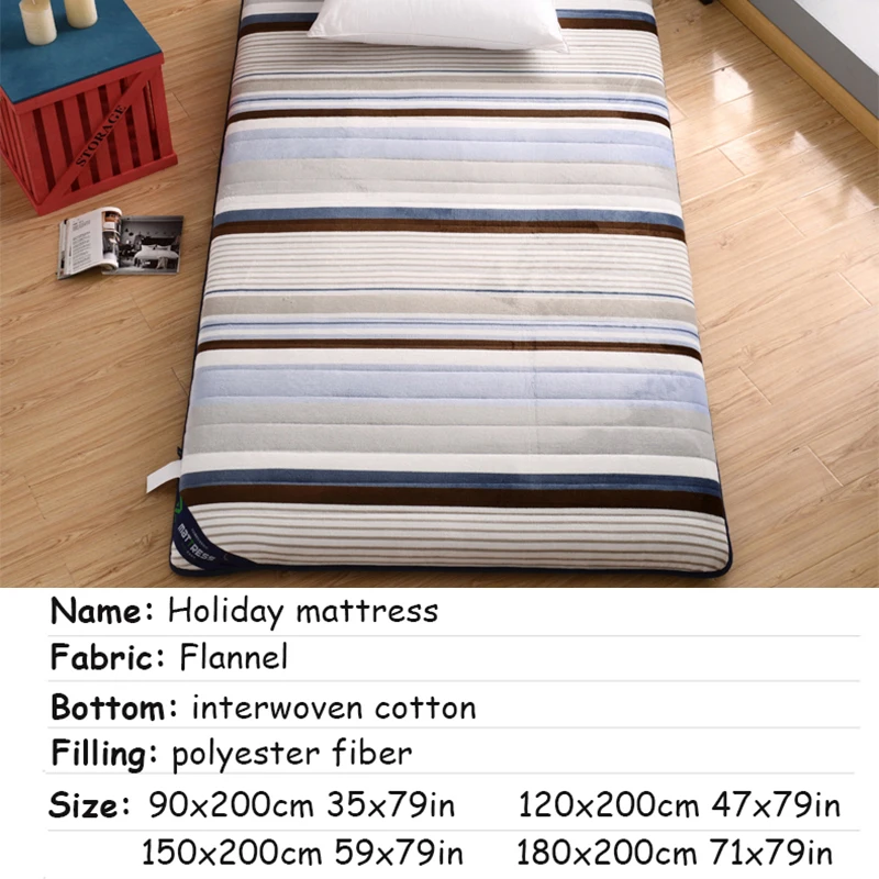  Slow Tree Flannel Mattress Thicken10cm Foldable Queen Bed Mat Home Tatami Bedroom Furniture Single/ - 33041083578