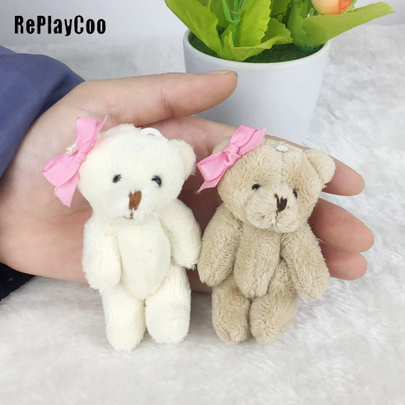 

2PCS/Lot Mini Bow Tie Joint Bear Stuffed Plush Toys 8cm Cute Pendant Dolls Kids Gifts Birthday Wedding Party Home Decor J03701