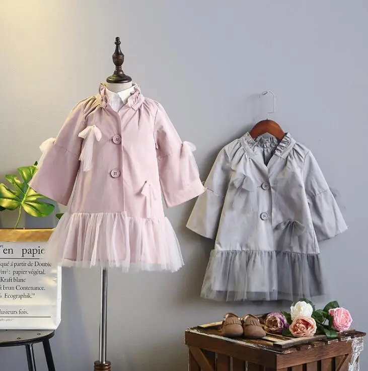 New Children Baby Spring Mesh Patchwork Coat Princess Fashion Trech 5 pieces/lot Wholesale | Детская одежда и обувь