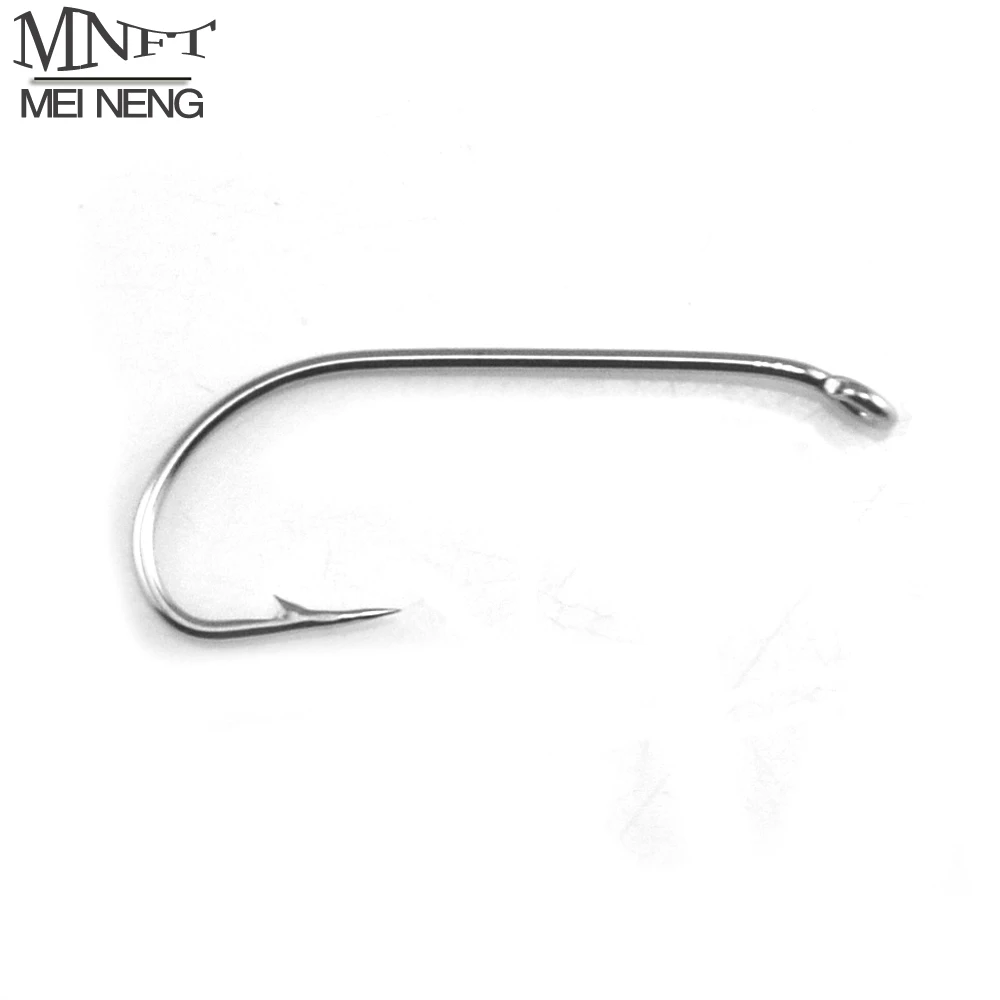 MNFT 50Pcs/pack Sharp Fly Tying Fishing Hooks Silver Color Fly Hook