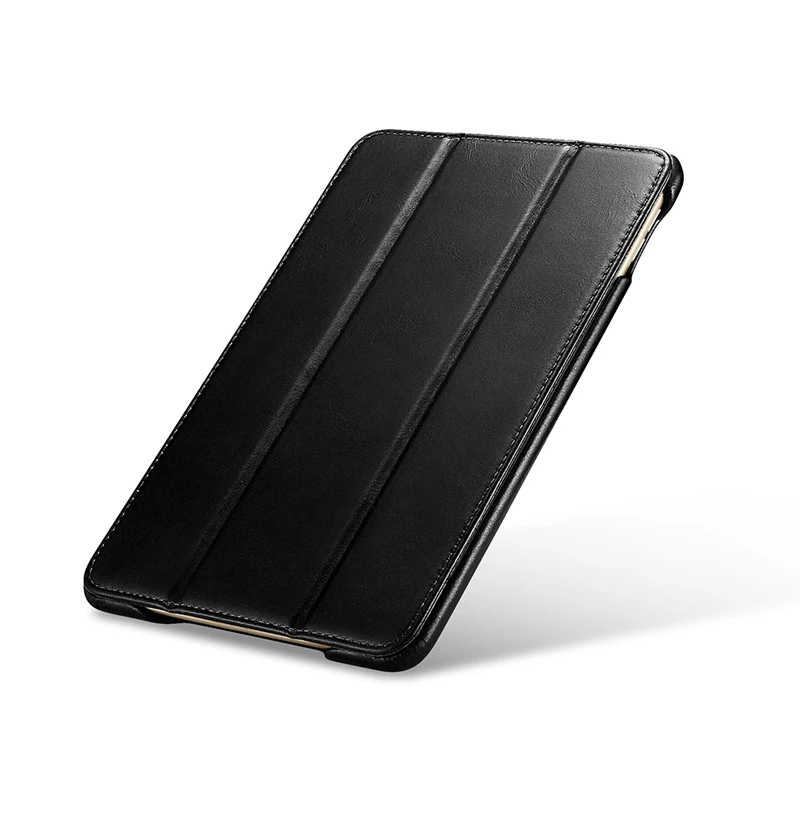 Новейший откидной чехол из натуральной воловьей кожи для Apple iPad mini5, ультратонкий деловой складной чехол с подставкой для iPad mini5 8" - Цвет: Черный