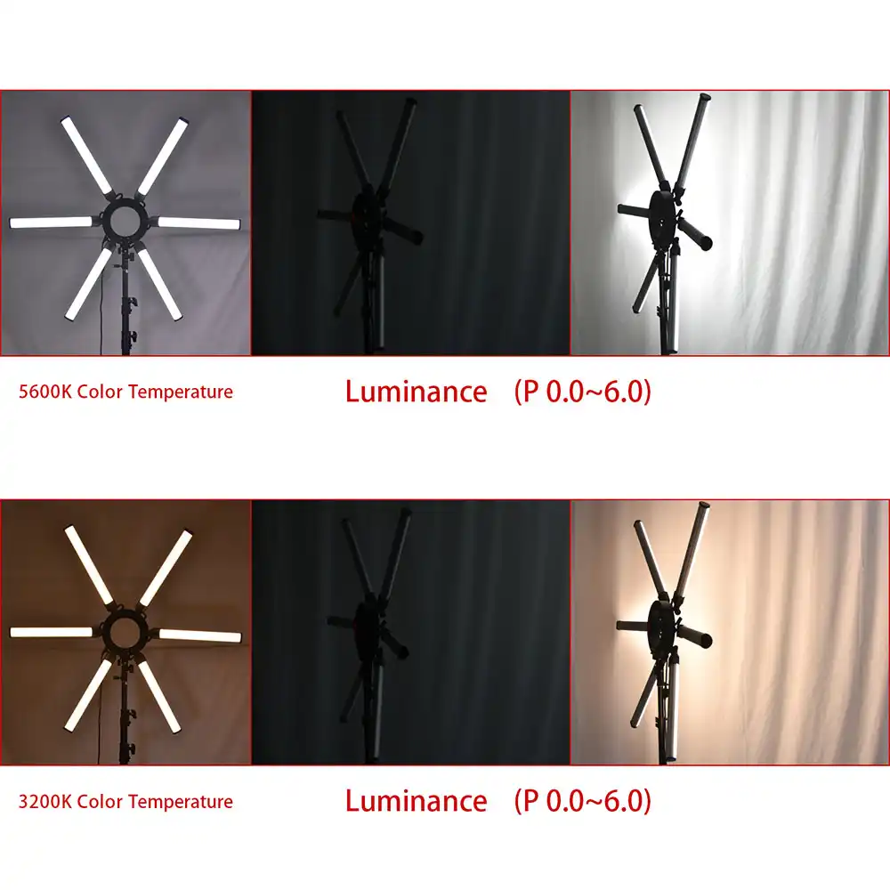 fusitu regulable 3200 k 5500 k maquillaje de fotografia 6 tubos ojos estrella led video foto lampara de luz de anillo con tripode para telefono de