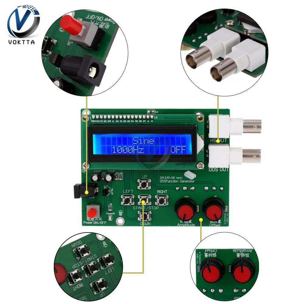 Генератор сигналов частота импульсов DDS Функция генератор сигналов DIY Kit модуль 1 Гц-65534 Гц Syntezator с ЖК-дисплей Дисплей