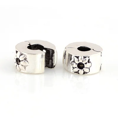10Pcs Czech Crystal Silver Stopper Locks/Clips Charm Beads Fit European Bracelet 