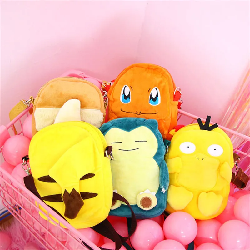 الكرتون بوكيمون النساء حقيبة كتف حوش الجيب بيكاتشو Psyduck Charmander Eevee صغيرة Crossbody أكياس رسول أكياس الهاتف