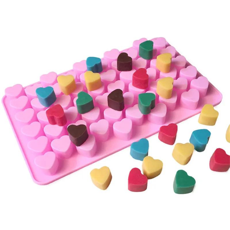 

55 Holes Non-stick Silicone Chocolate Cake Love Heart Shaped Mold Bakeware Baking Jelly Ice Heart Mould