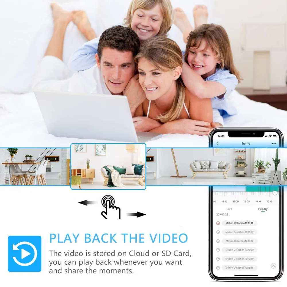  1080 p HD IP Fotocamera con Motion Tracker/2-Way Audio/Visione Notturna/APP di Controllo A Distanza