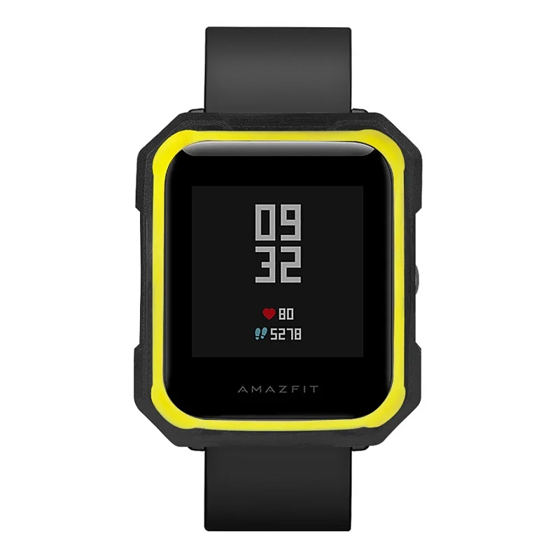 Защитный чехол для Xiaomi Huami Amazfit Bip Youth Watch Full TPU Shell красочный чехол Аксессуары для Amazfit Bip Youth Watch - Цвет: black yellow