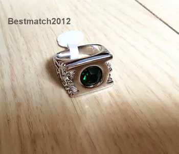 

Wholesale 20pcs/Lot Green Lantern Austria Crystal Silver Ring US7/8/9/10/11/12 Free shipping