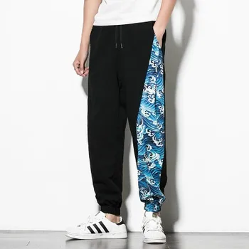 

Patchwork Harem Pants Plus Size Mens Hip Hop Printed Chinese Style Casual Joggers Sweatpants Trousers Male Streetwear