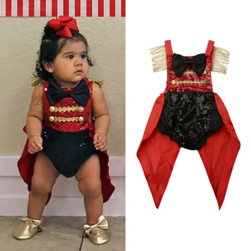 

2019 Circus party Summer Toddler Baby Girl Kids Outfit Sequin Swallowtail Romper Jumpsuit Sunsuit Clothes for kids children