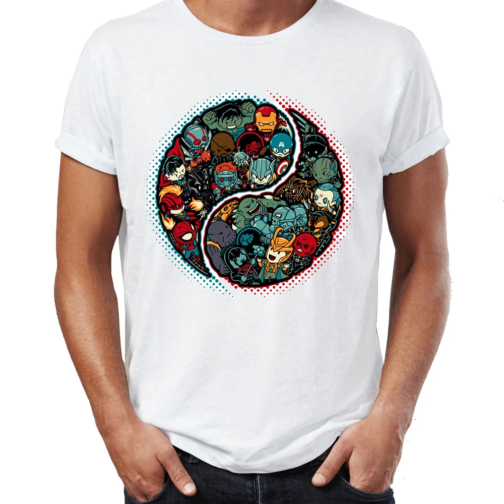 

Men's T Shirt Avengers and Villains Tai Chi Ying and Yang Awesome Artwork Printed Tee