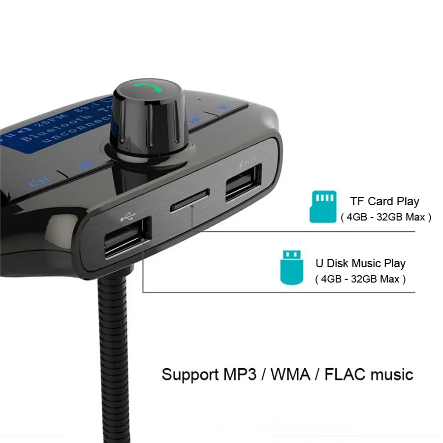 AGETUNR T36 Bluetooth Car Kit Handsfree Set FM Transmitter MP3 Music Player QC 3.0 Quick Charge, 3 USB Ports Support TF & U Disk AGETUNR T36 Bluetooth Car Kit Handsfree Set FM Transmitter MP3 Music Player QC 3.0 Quick Charge, 3 USB Ports Support TF & U Disk