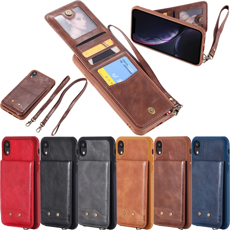 

Phone Anti-fall Flip Leather Wallet+Soft Silicone Case Cover Shell Coque Fundas w/ Two Strings for Apple iPhone X XS MAX XR