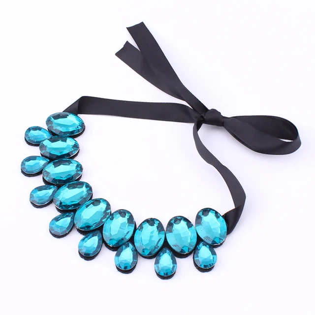 Gargantilla de cristal con diamantes de imitación para mujer, collar ajustable con forma de gota de agua ovalada, en 4 colores, para fiesta Gargantilla de cristal con diamantes de imitación para mujer, collar ajustable con forma de gota de agua ovalada, en 4 colores, para fiesta