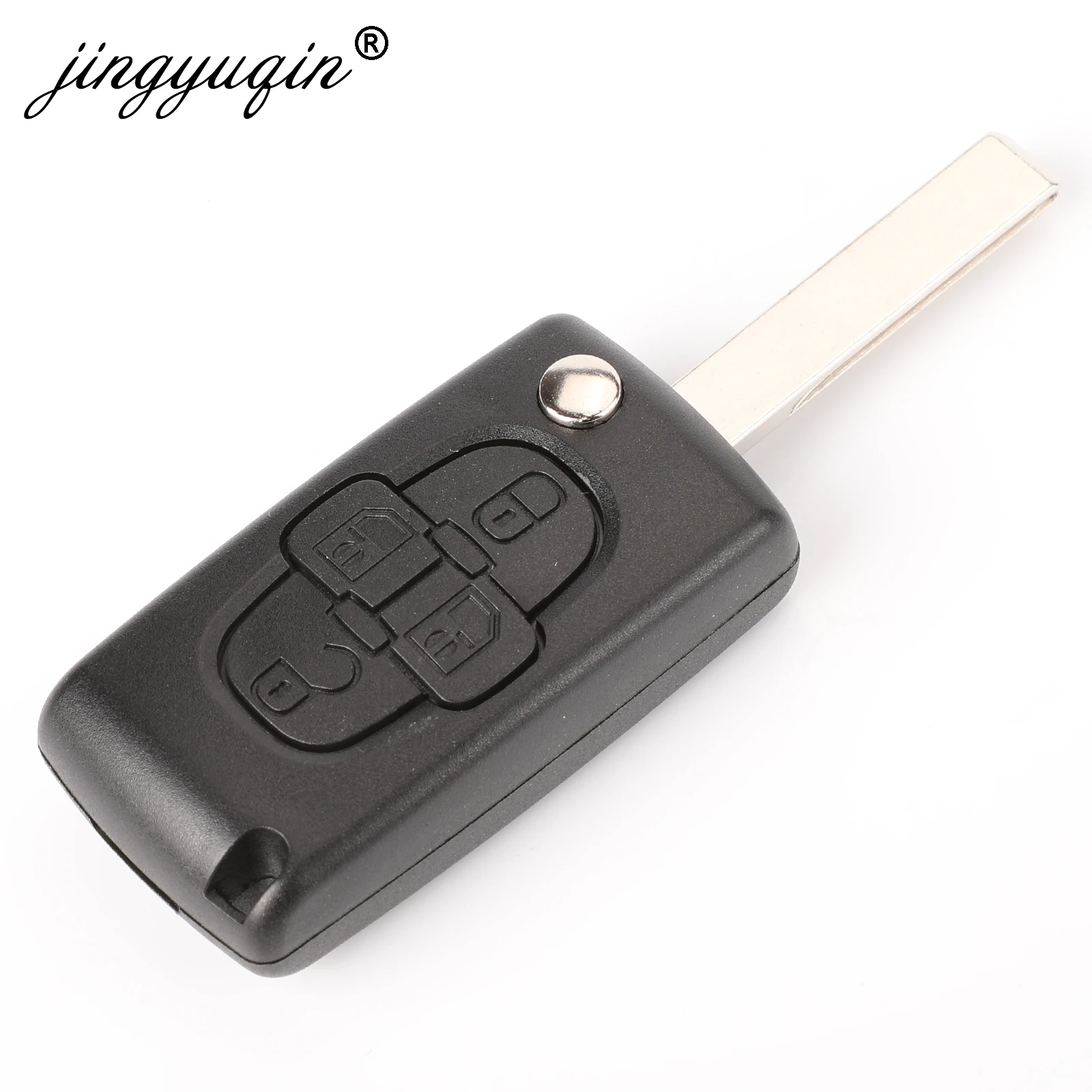 jingyuqin VA2/HCA Uncut Blade 4 Butttons Car Key Shell Flip Fob for Peugeot 1007 CE0523 Floding Remote Key Case