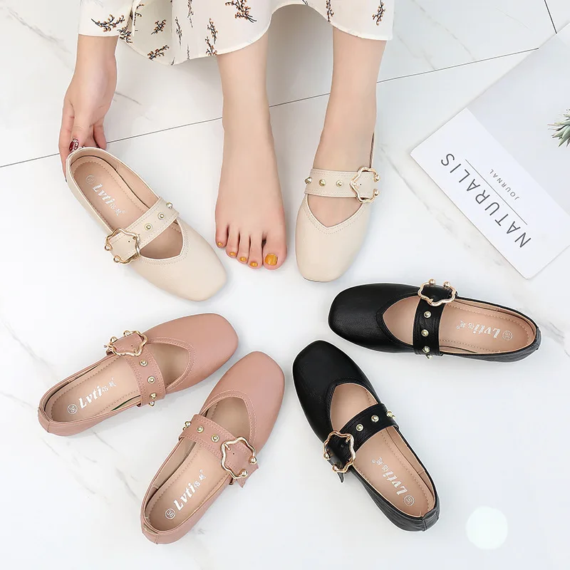 

2019 spring new fashion simple solid color flat shoes women soft and comfortable wild casual shoes