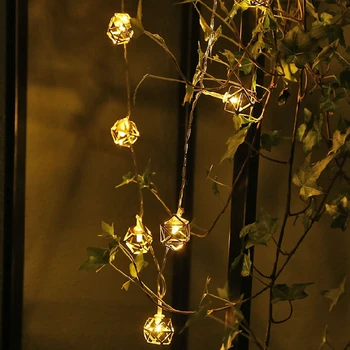 

20Led Fairy Nordic Mini Golden Polygon Battery Operated String Lights 3M LED Decoration For Christmas Garland New Year gerlyanda