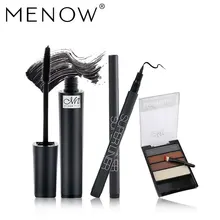 MENOW Марка косметика набор для бровей высокого света Косметическая пудра+ 3D Magic модные черные Стройный Тушь для ресниц+ Подводка для глаз Drop корабль 5354