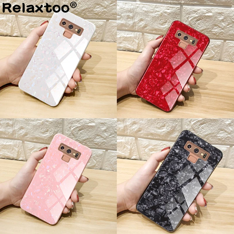 

Luxury Tempered Glass Phone Case For Samsung S9 Plus Case Hard Conch Shell Cover For Samsung Galaxy S8 Note 9 S 8 Note9 Coque