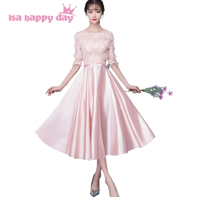 pink tea length dress