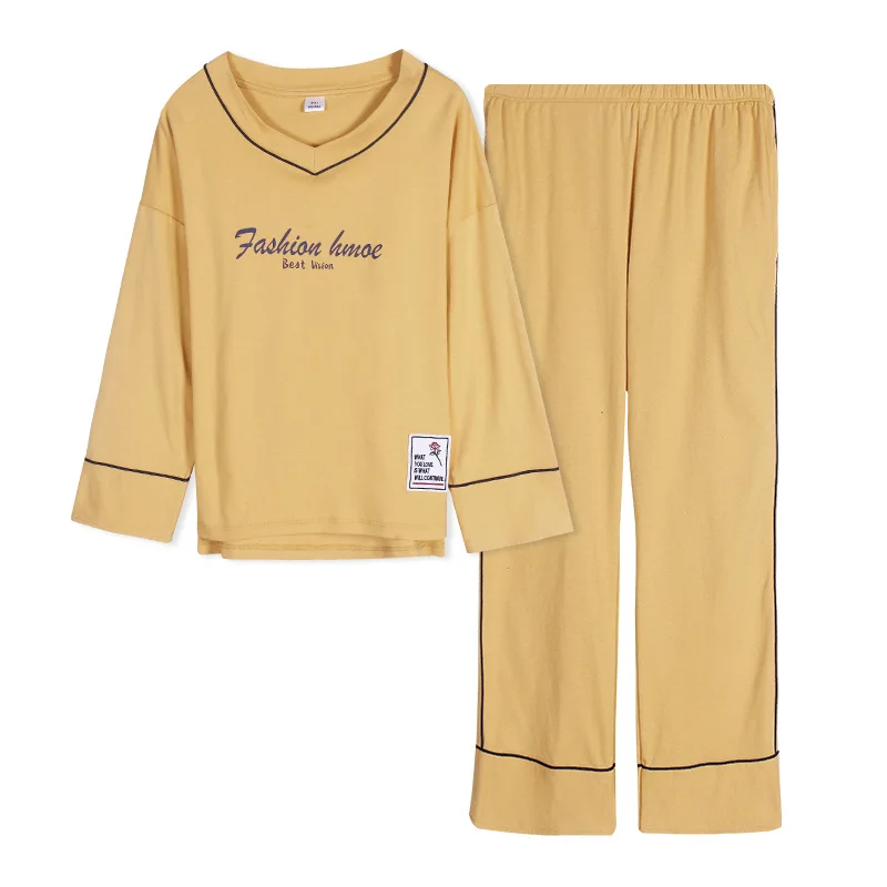 

Women's Pyjamas Sets Girl's Cotton sleep Plus size Pajamas Spring Autumn Female Fashion Lounge PINK YELLOW 5XL 4XL 3XL
