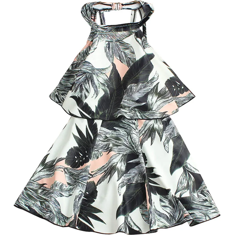 Новое летнее платье с высоким воротом Ретро Цельный с рисунком юбка Плавание, в ассортименте большие Размеры Для женщин ванный комплект Плавание костюм Плавание пляжная одежда, платье