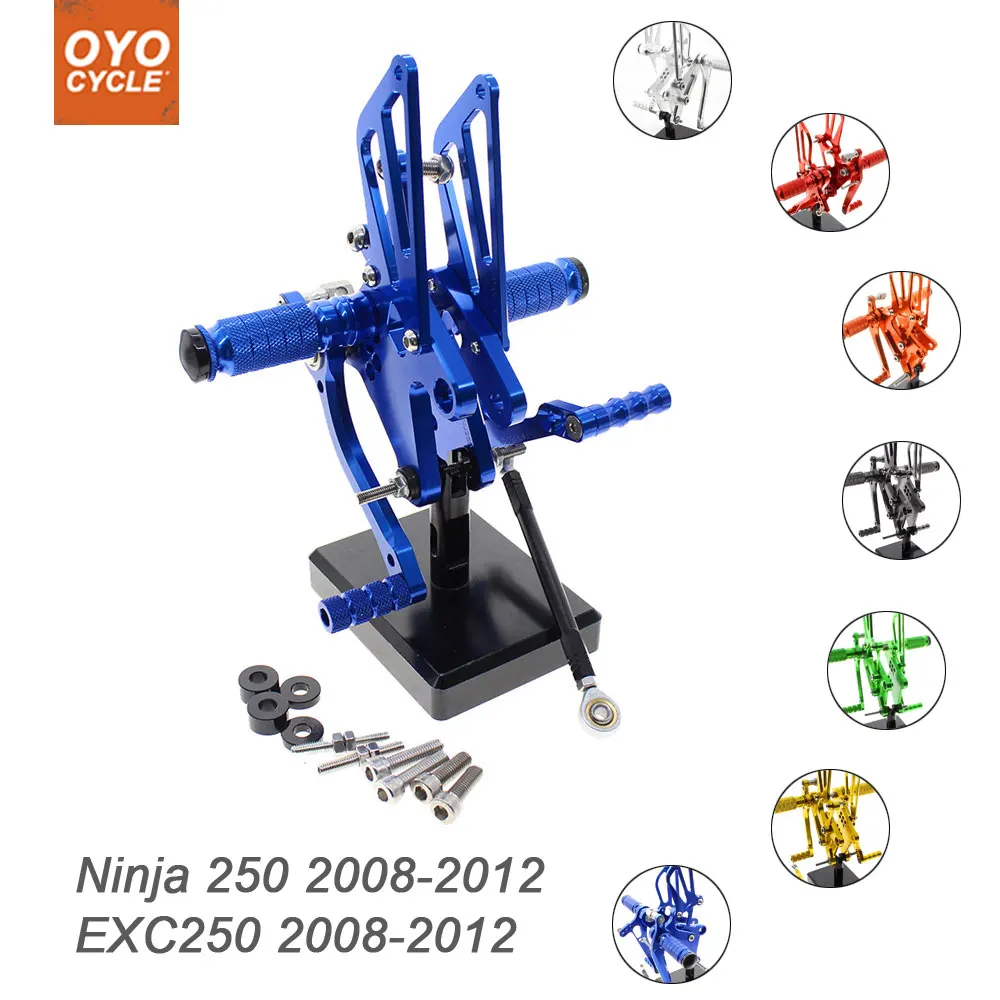 

For Kawasaki Ninja 250/R EX250/C 2008-2012 Motorcycle Rear Set Accessories CNC Adjustable Rearset Foot Pegs 250 EX250 Foot Rests